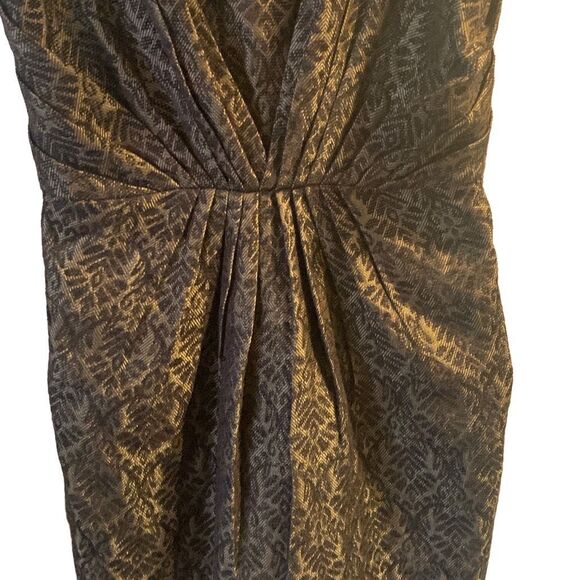 Pre Owned Women’s Max Cleo Zip Sleeveless Dress Gold Black Size 14 Festive Fun - Picture 3 of 12